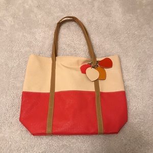 Cream and Coral Handbag